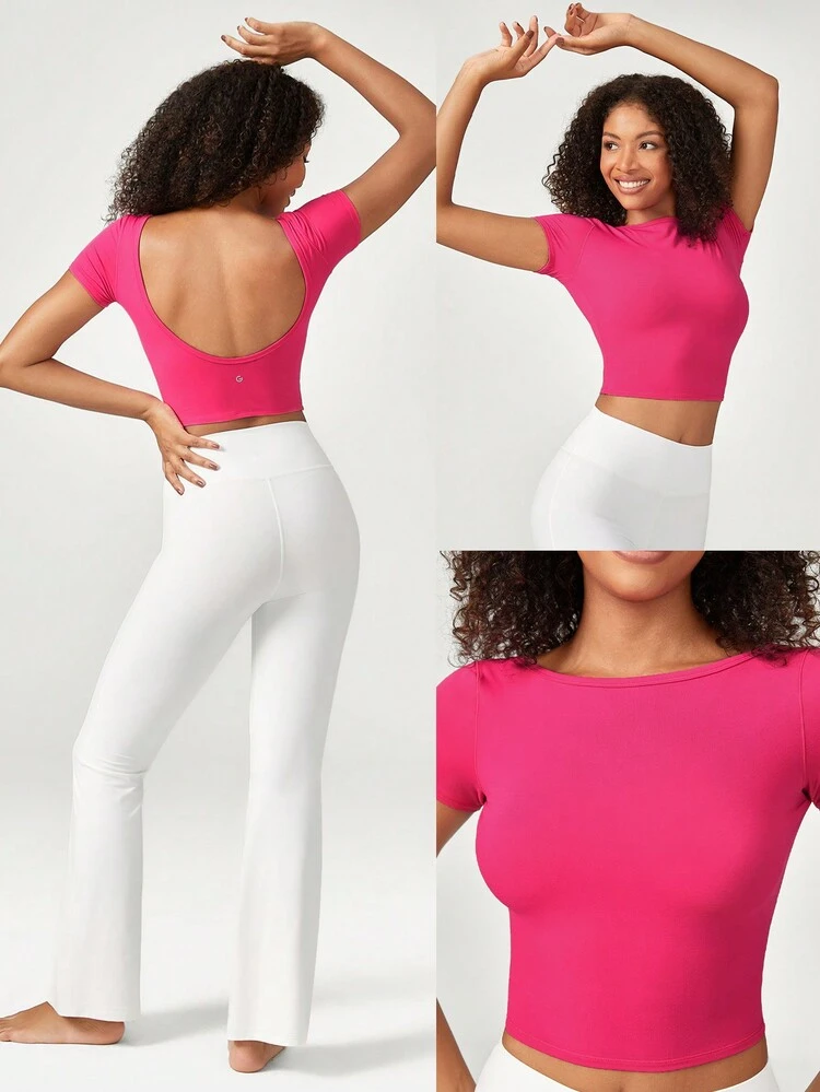 Optidry Quick-Dry Open-Back Cropped Tee Daily Casual Quick Dry Moisture Wicking