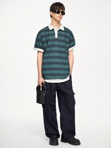 Manfinity Hypemode Men's Contrast Collar Polo Shirtback To School - Green - View 5