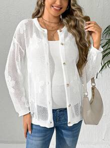 SHEIN Herbst/Winter Umstandsmode-kardigan, Schwangerschafts-Pullover mit Knöpfen für Frauen