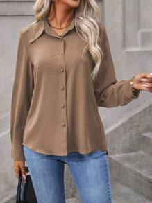 EMERY ROSE Men's Solid Color Long Sleeve Casual Shirt, Spring/Summer/Fall,Long Sleeve Tops