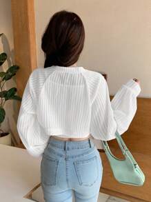 DAZY 女士春夏休闲纯色短款轻便夹克，秋季服装 - 白色 - 查看 5