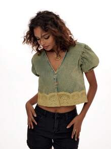 Forever 21 Loose Casual Resort  Western Denim Top - Blue - View 6