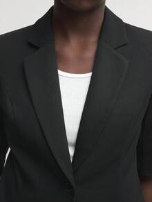 BizChic 女士商务办公短袖纯色翻领简约西装外套 - 黑色 - 查看 3