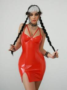 Women's Sexy Underwire Lingerie Dress, 1 Piece - Red - View 3