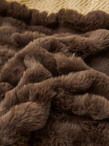 1个咖啡棕色仿兔毛装饰枕套（不含枕芯），现代法兰绒绒面枕套，带拉链封口，适用于家居、沙发、客厅 - 咖啡棕 - 查看 5