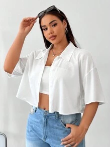 Comfortcana Plus Size Women's Short White Shirt