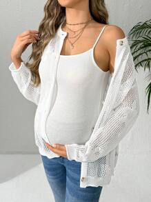 SHEIN Herbst/Winter Umstandsmode-kardigan, Schwangerschafts-Pullover mit Knöpfen für Frauen