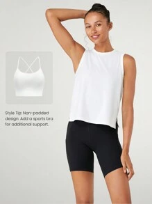 GLOWMODE Pima Cotton Reflective Slit Tank Top Gym Summer