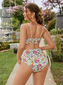 SHEIN Maternity Summer Beach Mini Ditsy Floral Bikini Set - Multicolor - View 2