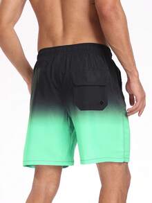 Quần bơi boxer chống ngượng ngùng in 3D thiết kế mới mùa hè khô nhanh có lớp lót lụa sữa dành cho nam, thích hợp đi suối nước nóng và bãi biển - Màu xanh Bạc hà - Xem 2