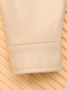 Tween Girl Solid Color Jacket With Pockets, Long Sleeve Fashion Outwear