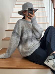 Dazy-Less 女式全身印花圆领长袖毛衣、长袖上衣、秋季女装 - 淺灰色 - 查看 14