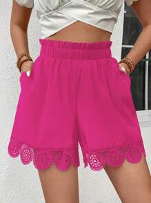 Breezaya Quần Short Nữ Thắt Nơ Viền Chữ A Crochet - Màu Hồng Tươi - Xem 1