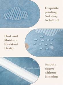 1 pieza Bolsa de almacenamiento de edredones para el hogar, caja de almacenamiento de ropa, bolsa de almacenamiento a prueba de polvo con gráficos de dibujos animados para el armario, bolsas de almacenamiento de edredones con asa, caja de clasificación de ropa resistente al polvo y de uso múltiple para el hogar (azul marino)- Decoraciones de otoño, decoración festiva, decoración de habitación, decoración del hogar, decoración de dormitorio, decoración navideña para regalar en días festivos