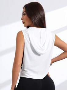 SHEIN Sport Gameset Sudadera deportiva sin mangas con capucha y cordón con bordado de letras