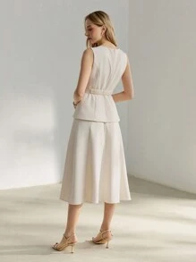 MOTF PREMIUM SOLID A LINE BELTED DRESS, WOMEN OUTFIT