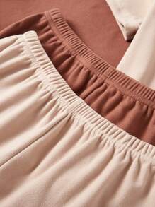 4 piezas Conjunto de pijama de felpa para hombre, incluye shorts, pantalones y camisetas de manga larga, marrón y caqui