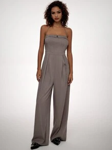 Forever 21 Fall & Winter Women's  Business  Casual Wide Leg Women  Jumpsuit Office Wear/Going Out Overalls Outfits - Grey - View 1