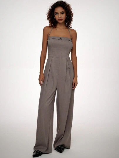 Forever 21 Mùa Thu Đông Nữ Công Sở Thường Ngày Ống Rộng Nữ Jumpsuit Trang Phục Công Sở/Đi Chơi Áo Liền Quần Trang Phục