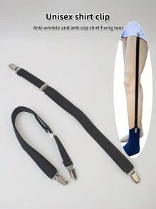 시계 방향으로 안저이지는 탄력성 있는 금속 셔츠 스테이, 클립 6개, 검정색, 성인 남성용 - 블랙 - 보기 1