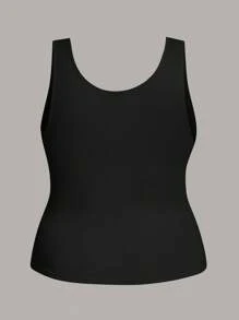 SHEIN LUNE Áo ba lỗ cổ tròn màu trơn cỡ lớn 3 chiếc/bộ cho phụ nữ có đường cong, mùa hè - Nhiều màu - Xem 3