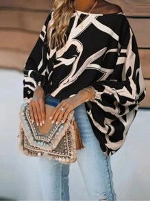 Chiquease Simple Loose Fit Women's Shirt With Random Prints