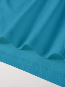 Manfinity Joysei Men's Summer Cartoon Panda Printed Short Sleeve Jumpsuit Tee, Lake Blue, Regular Size - Teal Blue - View 4