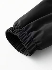 Manfinity Roghcode Men's Solid Color Hooded Zipper Casual Long Sleeve Jacket - Black - View 4