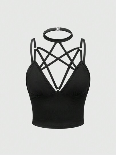 Goth Top sin tirantes de verano sexy de color liso para mujer