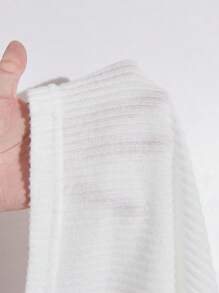 Manfinity BRENVOR Men Solid Ribbed Knit Tee, Summer, Long Sleeve Top - White - View 6