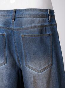 ROMWE MEN Street Life 男士夏季休闲洗水牛仔短裤 - 藍色 - 查看 5