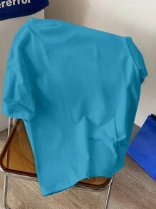 Manfinity Joysei Men's Summer Cartoon Panda Printed Short Sleeve Jumpsuit Tee, Lake Blue, Regular Size - Teal Blue - View 2