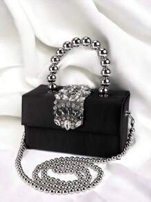 Ví cầm tay buổi tối dành cho nữ thanh lịch thời trang, túi đeo vai, dây đeo vai đính cườm, kim loại bạc lấp lánh, trang sức kim cương, kim cương lớn, thích hợp cho các bữa tiệc, họp mặt, đám cưới, vũ hội tốt nghiệp, tiệc, hẹn hò. - Nhiều màu - Xem 3