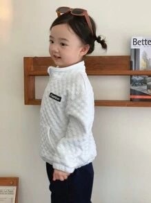 SHEIN Dziewczęca bluza z kapturem w stylu kardiganu w prostym wzornictwie, odpowiednia do noszenia na ulicy