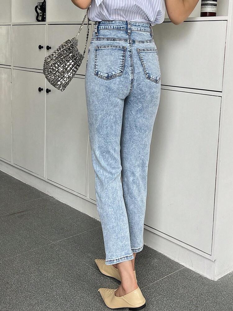 Ladies' Casual Slim Fit Denim Pants With Pockets Women Jeans