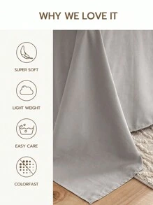 1pc 100% Polyester Lightweight Breathable Solid Color Bedsheet, Modern Composite Fabric Bedroom Bedsheet - Light Grey - View 5