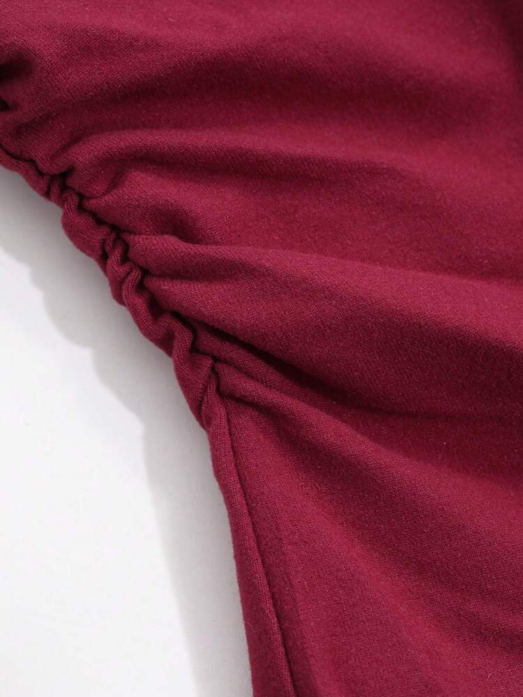 Women's Solid Color V-Neck Tie Strap Bell Sleeve T-Shirt, Spring/Summer Long Sleeve Women Tops,Fall Women Clothes