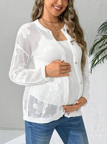 SHEIN Herbst/Winter Umstandsmode-kardigan, Schwangerschafts-Pullover mit Knöpfen für Frauen
