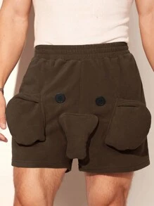 FeverCity Quần short nam 3D thân voi màu trơn - Cà phê nâu - Xem 1