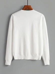 EMERY ROSE Áo cardigan dài tay màu trơn thường ngày rộng rãi dành cho nữ cho mùa thu đông - trắng - Xem 2