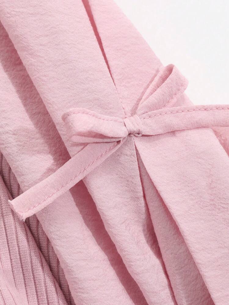 Women's Round Neck Long Sleeve Shirt With Tie Bow, Sweet And Gentle Girlfriend Blouse,Long Sleeve Tops