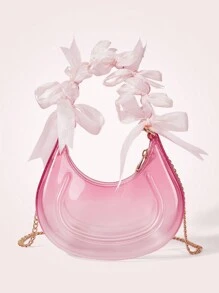 SHEIN MOD Fantasy Semi-Transparent Round Beaded Handle Design Handbag, Suitable For Daily Wear Valentines, Perfect For Beach Vacation, Travel, Shopping, And Vacation Essentials - Pink - View 2