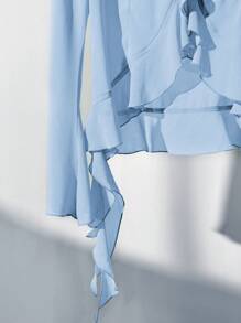 Firerie 不对称前开长袖衬衫，带荷叶边