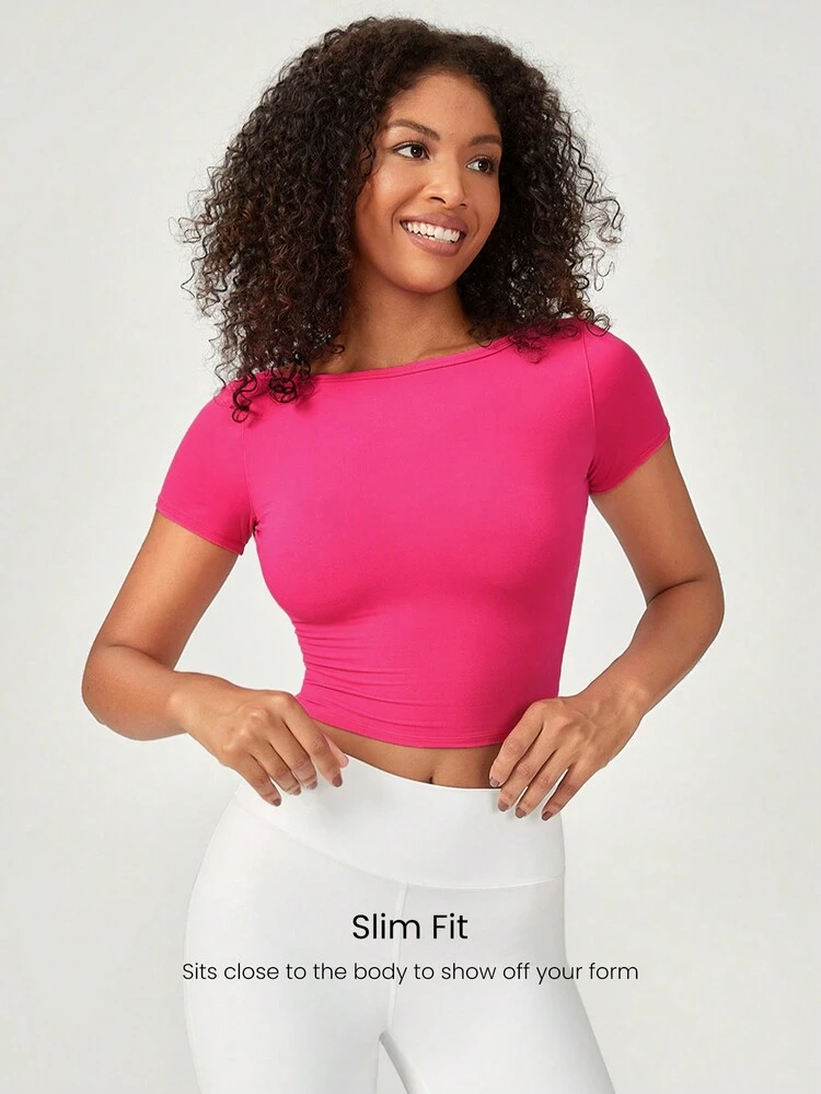 Optidry Quick-Dry Open-Back Cropped Tee Daily Casual Quick Dry Moisture Wicking