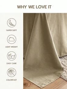 1pc Solid Color Brushed Fabric Single Bed Sheet - Khaki - View 4