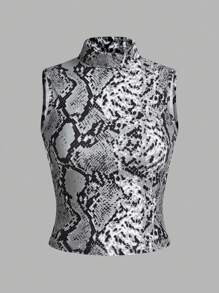 SHEIN Essnce 3pcs Women's Basic High Neck Tank Top - Black - View 5