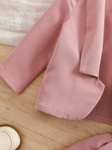 SHEIN Baby Girl Fashionable Cute Simple Color Suit Jacket & Pleated Skirt Suspender Vest Set - Pink - View 4