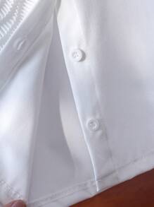 SHEIN Áo cánh thường ngày họa tiết hoa 3D cho bé gái màu trắng, thích hợp mặc hàng ngày, hoạt động ngoài trời, mùa xuân/hè - Màu xanh lam - Xem 5