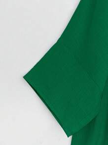 EMERY ROSE Blusa de vacaciones y tiempo libre de manga tipo murciélago de unicolor en talla grande - Verde - Ver 7