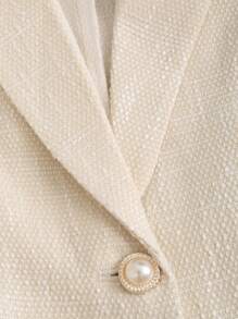 Sweetra Spring/Fall Casual Solid Color Cropped Blazer Y2K - Apricot - View 3